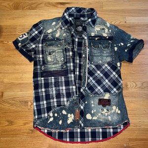 Heritage by America distressed short sleeved flannel
